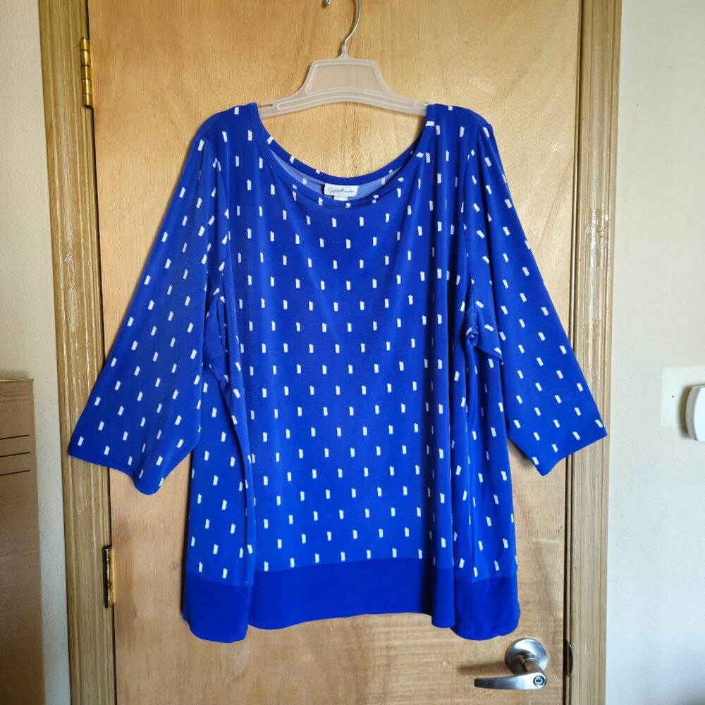 Jaclyn Smith Collection 3x Blue White Blouse